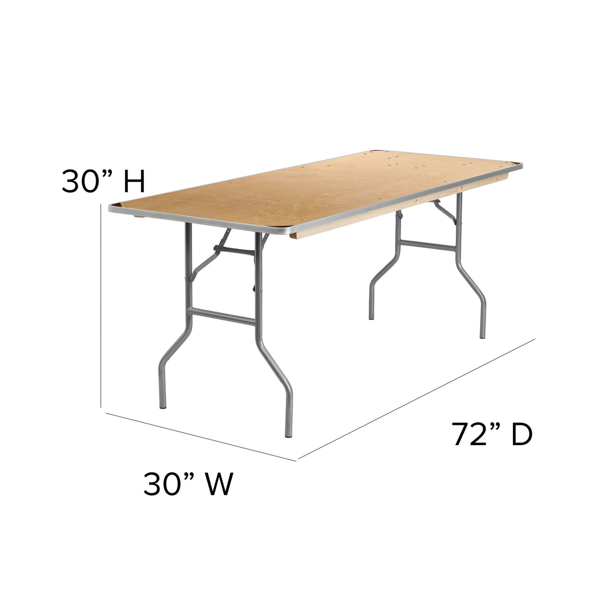 Flash Furniture XA-3072-BIRCH-M-GG 6-Foot Rectangular Birchwood Folding Banquet Table with Corner Guards - View 3
