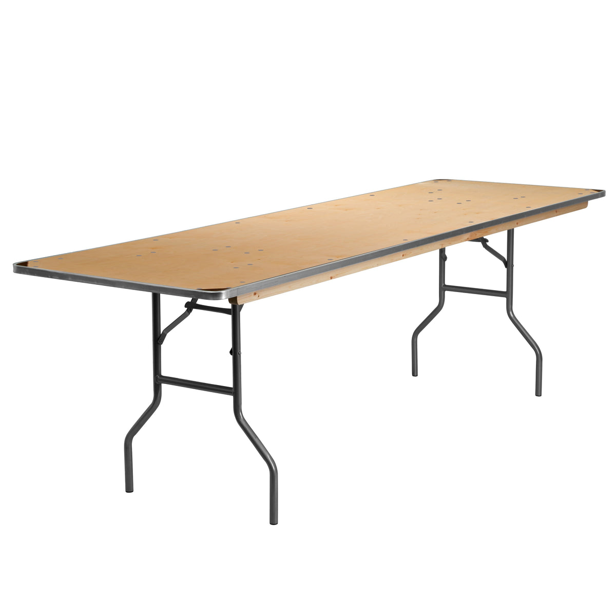 Flash Furniture XA-3096-BIRCH-M-GG 8-Foot Rectangular Birchwood Folding Banquet Table with Corner Guards - Main view