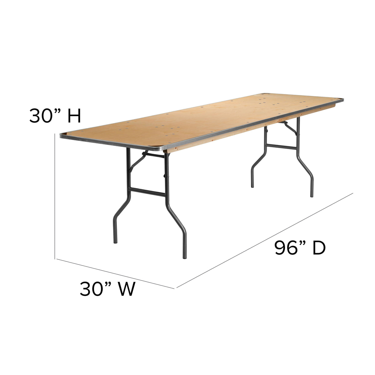 Flash Furniture XA-3096-BIRCH-M-GG 8-Foot Rectangular Birchwood Folding Banquet Table with Corner Guards - View 4