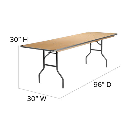 Flash Furniture XA-3096-BIRCH-M-GG 8-Foot Rectangular Birchwood Folding Banquet Table with Corner Guards - View 4