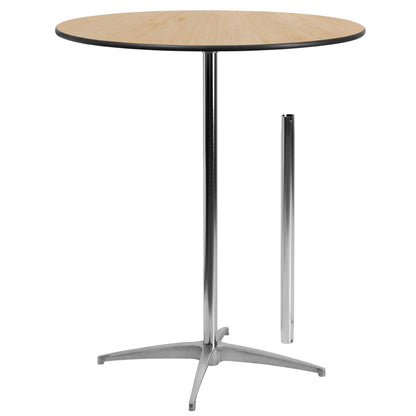 Flash Furniture XA-36-COTA-GG 36" Round Wood Commercial Grade Cocktail Table with 30" and 42" Columns (Natural) - Main view