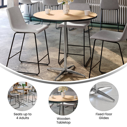 Flash Furniture XA-36-COTA-GG 36" Round Wood Commercial Grade Cocktail Table with 30" and 42" Columns (Natural) - View 2