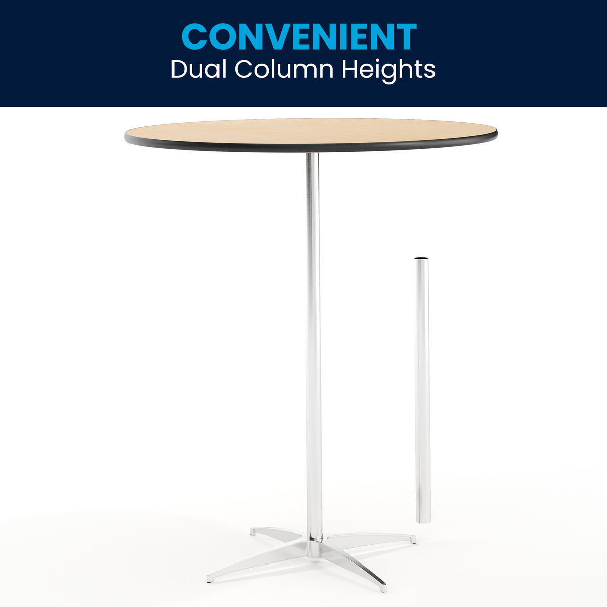 Flash Furniture XA-36-COTA-GG 36" Round Wood Commercial Grade Cocktail Table with 30" and 42" Columns (Natural) - View 5