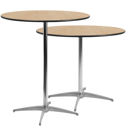 Flash Furniture XA-36-COTA-GG 36" Round Wood Commercial Grade Cocktail Table with 30" and 42" Columns (Natural) - View 6