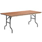 Flash Furniture XA-3672-P-GG 6-Foot Rectangular Wood Folding Banquet Table with Clear Coated Finished Top - Main view