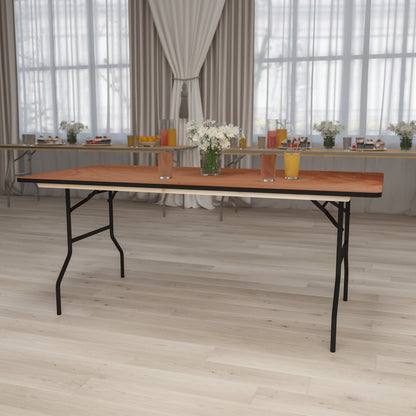 Flash Furniture XA-3672-P-GG 6-Foot Rectangular Wood Folding Banquet Table with Clear Coated Finished Top - View 2