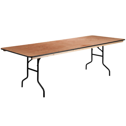 Flash Furniture XA-3696-P-GG 8-Foot Rectangular Wood Folding Banquet Table with Clear Coated Finished Top - Main view
