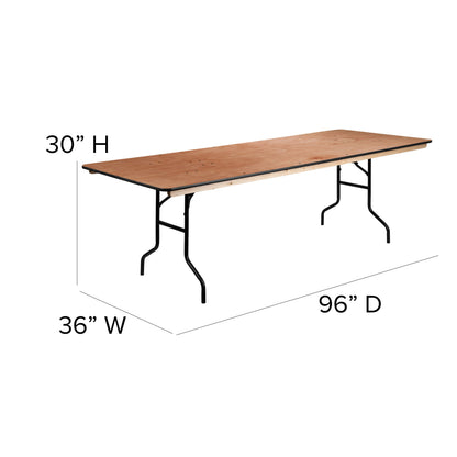 Flash Furniture XA-3696-P-GG 8-Foot Rectangular Wood Folding Banquet Table with Clear Coated Finished Top - View 4