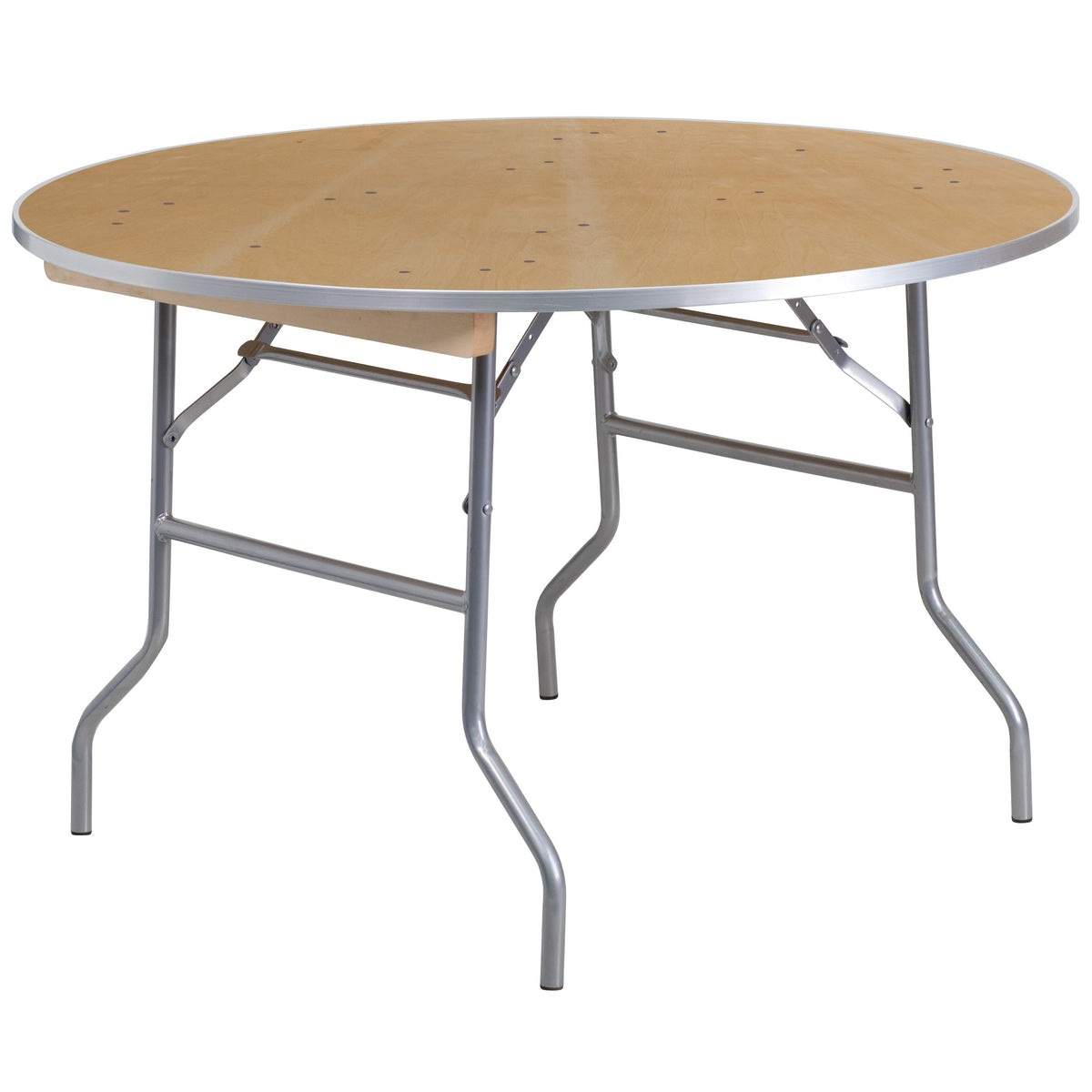 Flash Furniture XA-48-BIRCH-M-GG 4-Foot Round HEAVY DUTY Birchwood Folding Banquet Table with METAL Edges - Main view