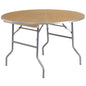 Flash Furniture XA-48-BIRCH-M-GG 4-Foot Round HEAVY DUTY Birchwood Folding Banquet Table with METAL Edges - Main view