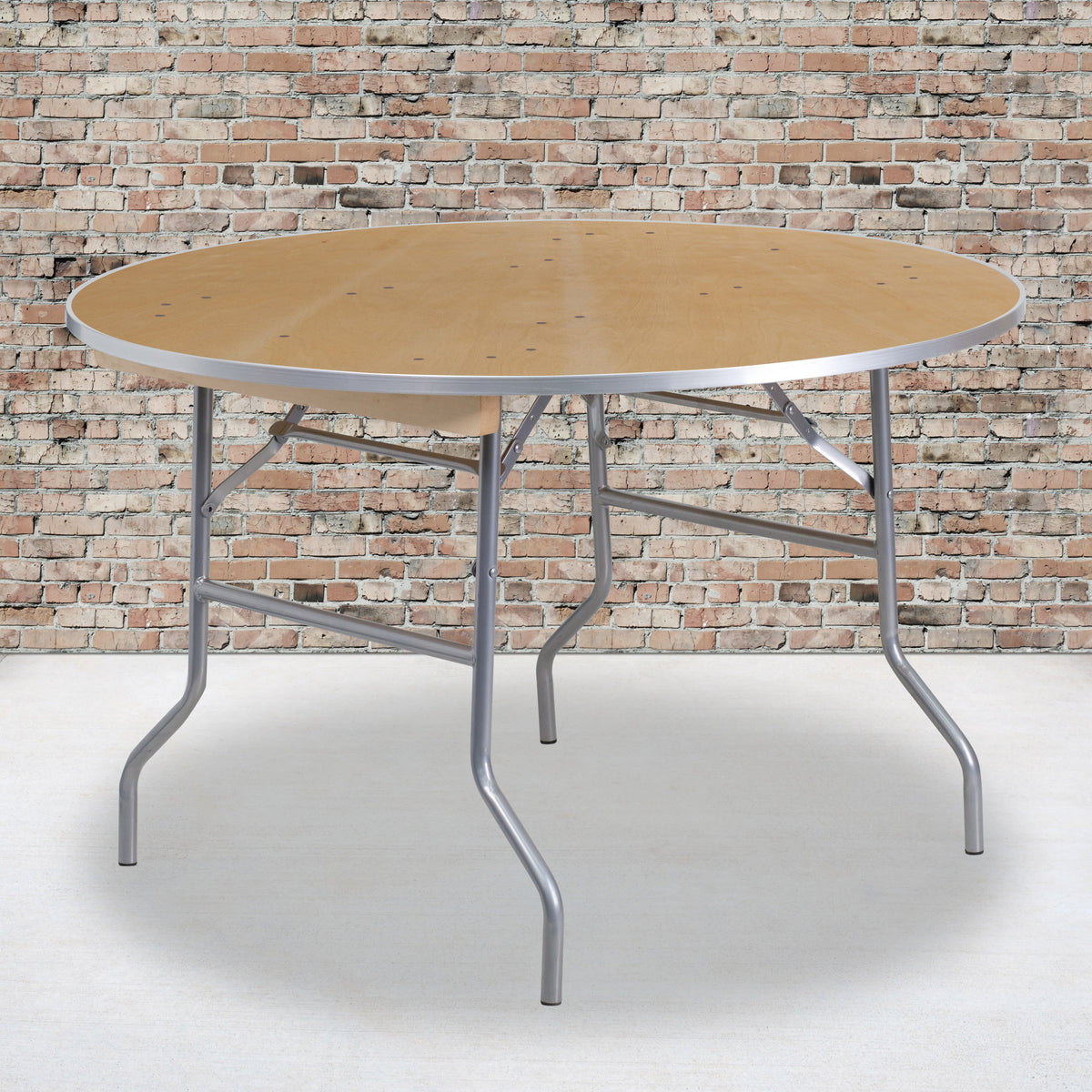 Flash Furniture XA-48-BIRCH-M-GG 4-Foot Round HEAVY DUTY Birchwood Folding Banquet Table with METAL Edges - View 2