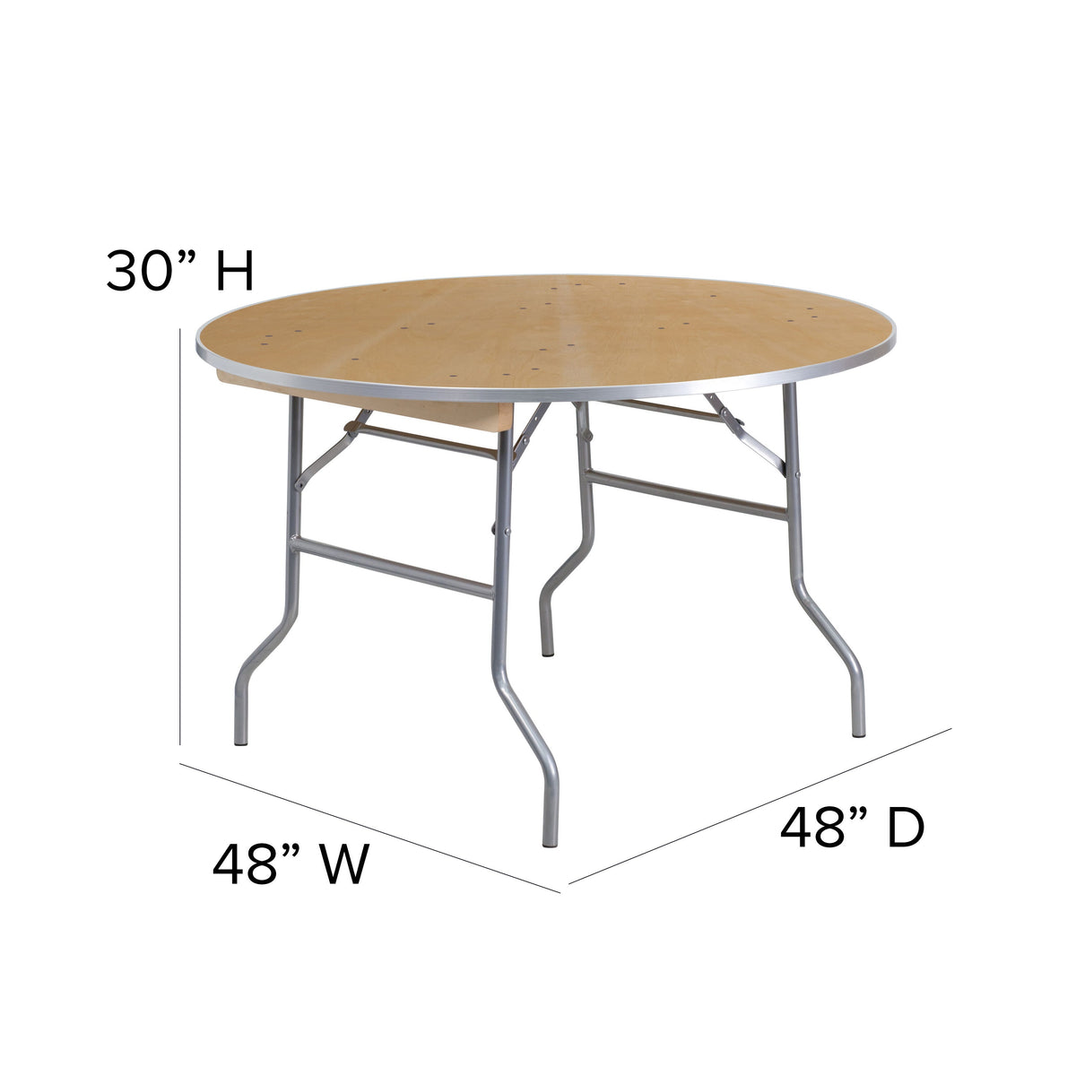 Flash Furniture XA-48-BIRCH-M-GG 4-Foot Round HEAVY DUTY Birchwood Folding Banquet Table with METAL Edges - View 4