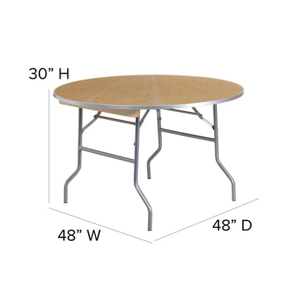 Flash Furniture XA-48-BIRCH-M-GG 4-Foot Round HEAVY DUTY Birchwood Folding Banquet Table with METAL Edges - View 4