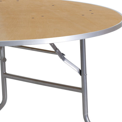 Flash Furniture XA-48-BIRCH-M-GG 4-Foot Round HEAVY DUTY Birchwood Folding Banquet Table with METAL Edges - View 5