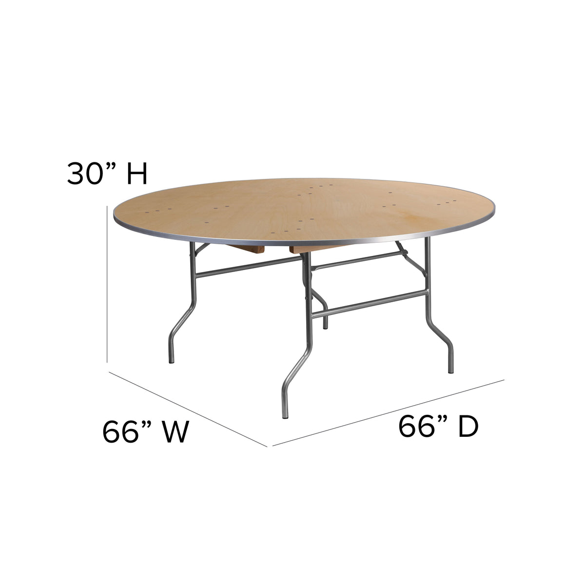 Flash Furniture XA-66-BIRCH-M-GG 5.5-Foot Round HEAVY DUTY Birchwood Folding Banquet Table with METAL Edges - View 4