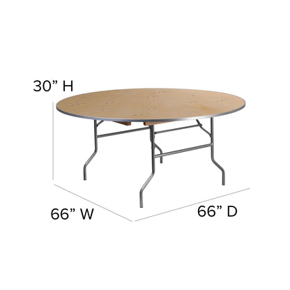 Flash Furniture XA-66-BIRCH-M-GG 5.5-Foot Round HEAVY DUTY Birchwood Folding Banquet Table with METAL Edges - View 4