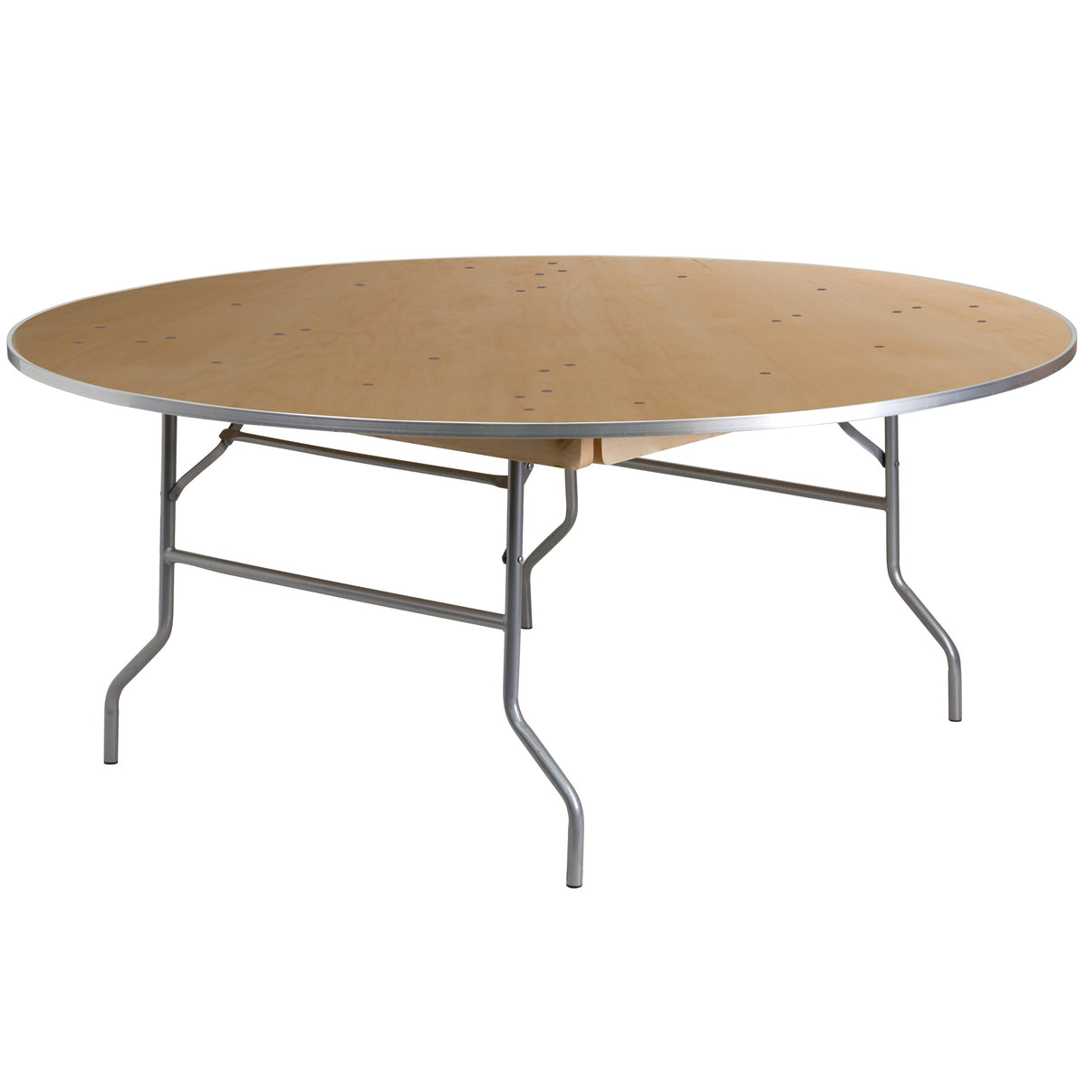 Flash Furniture XA-72-BIRCH-M-GG 6-Foot Round HEAVY DUTY Birchwood Folding Banquet Table with METAL Edges - Main view