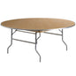 Flash Furniture XA-72-BIRCH-M-GG 6-Foot Round HEAVY DUTY Birchwood Folding Banquet Table with METAL Edges - Main view