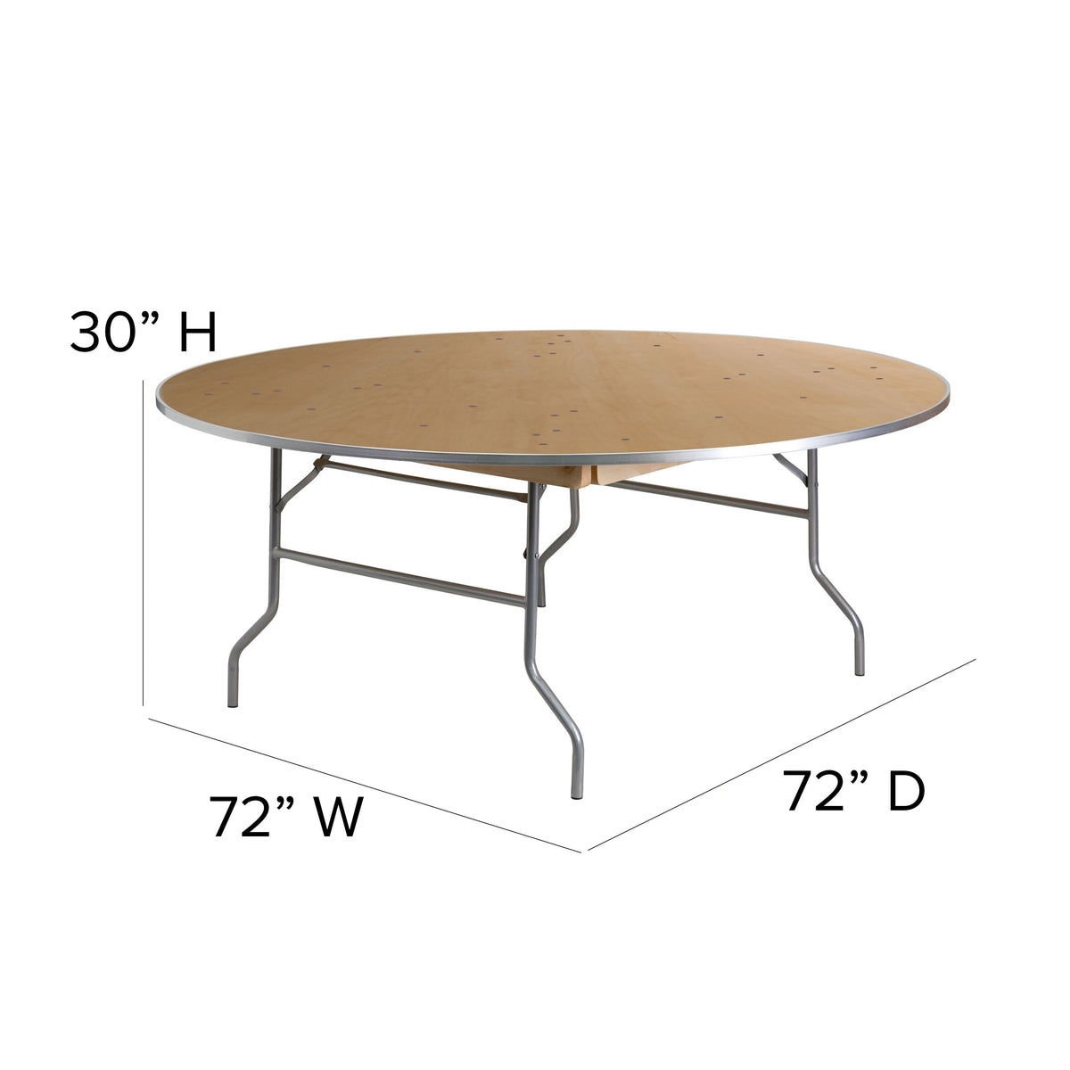 Flash Furniture XA-72-BIRCH-M-GG 6-Foot Round HEAVY DUTY Birchwood Folding Banquet Table with METAL Edges - View 4