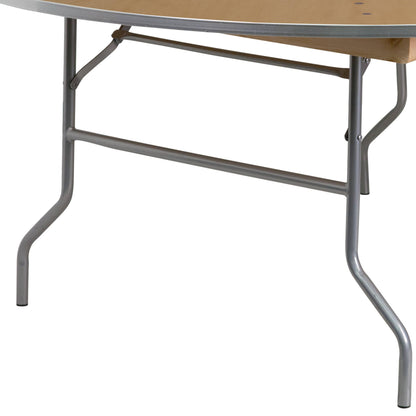 Flash Furniture XA-72-BIRCH-M-GG 6-Foot Round HEAVY DUTY Birchwood Folding Banquet Table with METAL Edges - View 5