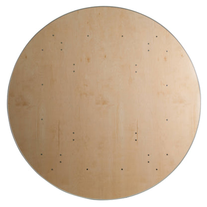 Flash Furniture XA-72-BIRCH-M-GG 6-Foot Round HEAVY DUTY Birchwood Folding Banquet Table with METAL Edges - View 6
