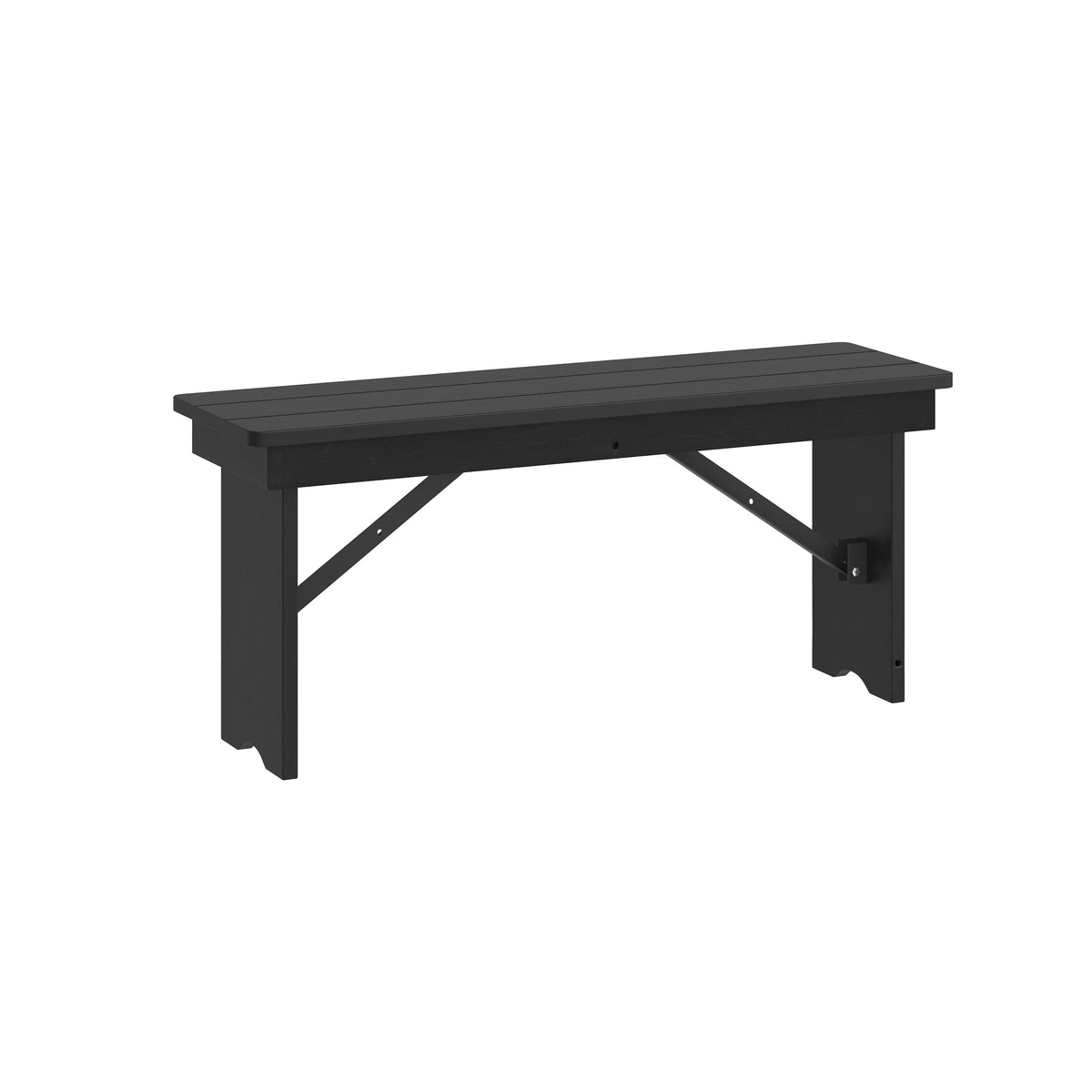 Flash Furniture XA-B-40X12-BW-GG 40" x 12" Antique Solid Pine Farmhouse Folding Bench in Black Wash - Main view