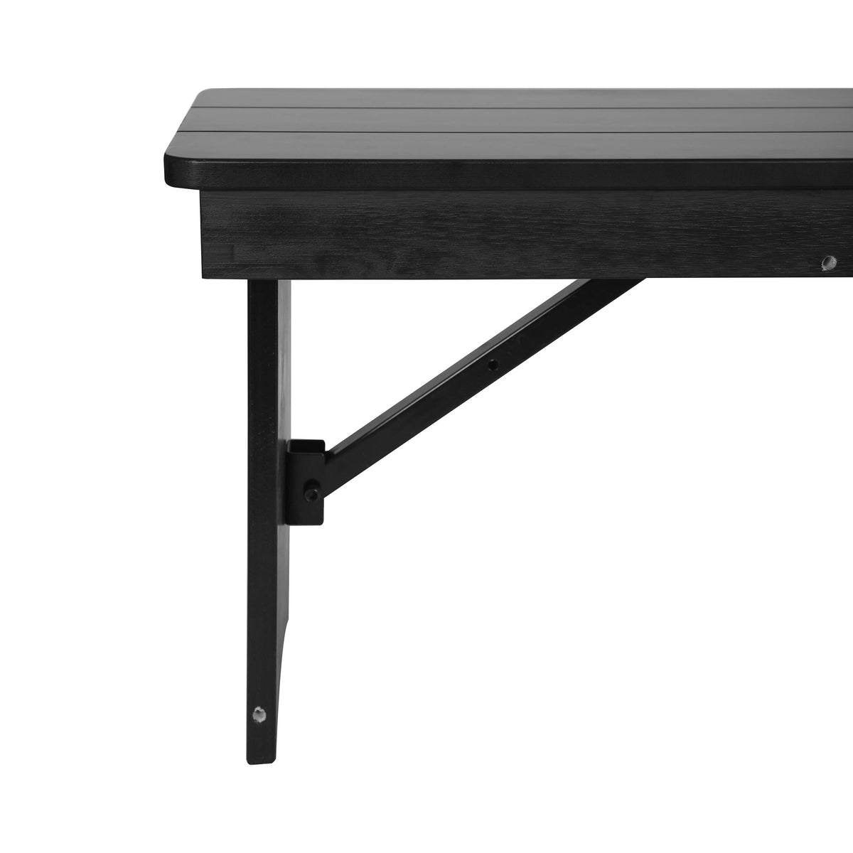 Flash Furniture XA-B-40X12-BW-GG 40" x 12" Antique Solid Pine Farmhouse Folding Bench in Black Wash - View 11