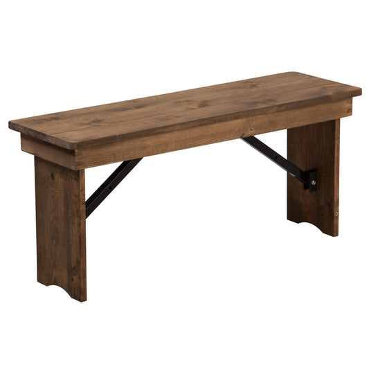 Flash Furniture XA-B-40X12-GG 40" x 12" Antique Rustic Solid Pine Folding Farm Bench - Main view