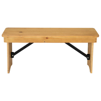 Flash Furniture XA-B-40X12-LN-GG 40" x 12" Light Natural Solid Pine Folding Farm Bench - View 9