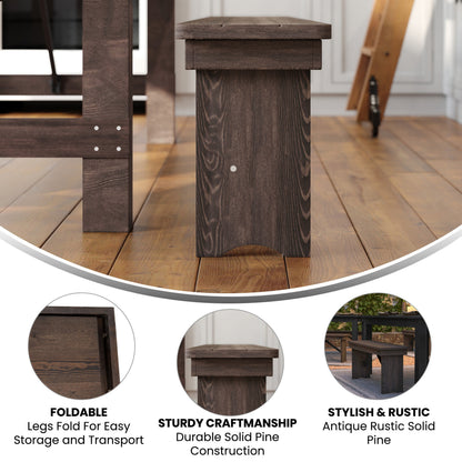 Flash Furniture XA-B-40X12-MG-GG 40" x 12" Mahogany Solid Pine Folding Farm Bench - View 3