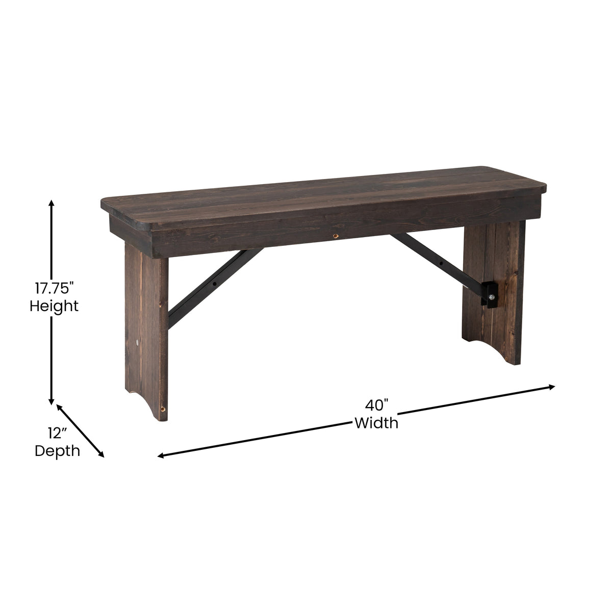 Flash Furniture XA-B-40X12-MG-GG 40" x 12" Mahogany Solid Pine Folding Farm Bench - View 5