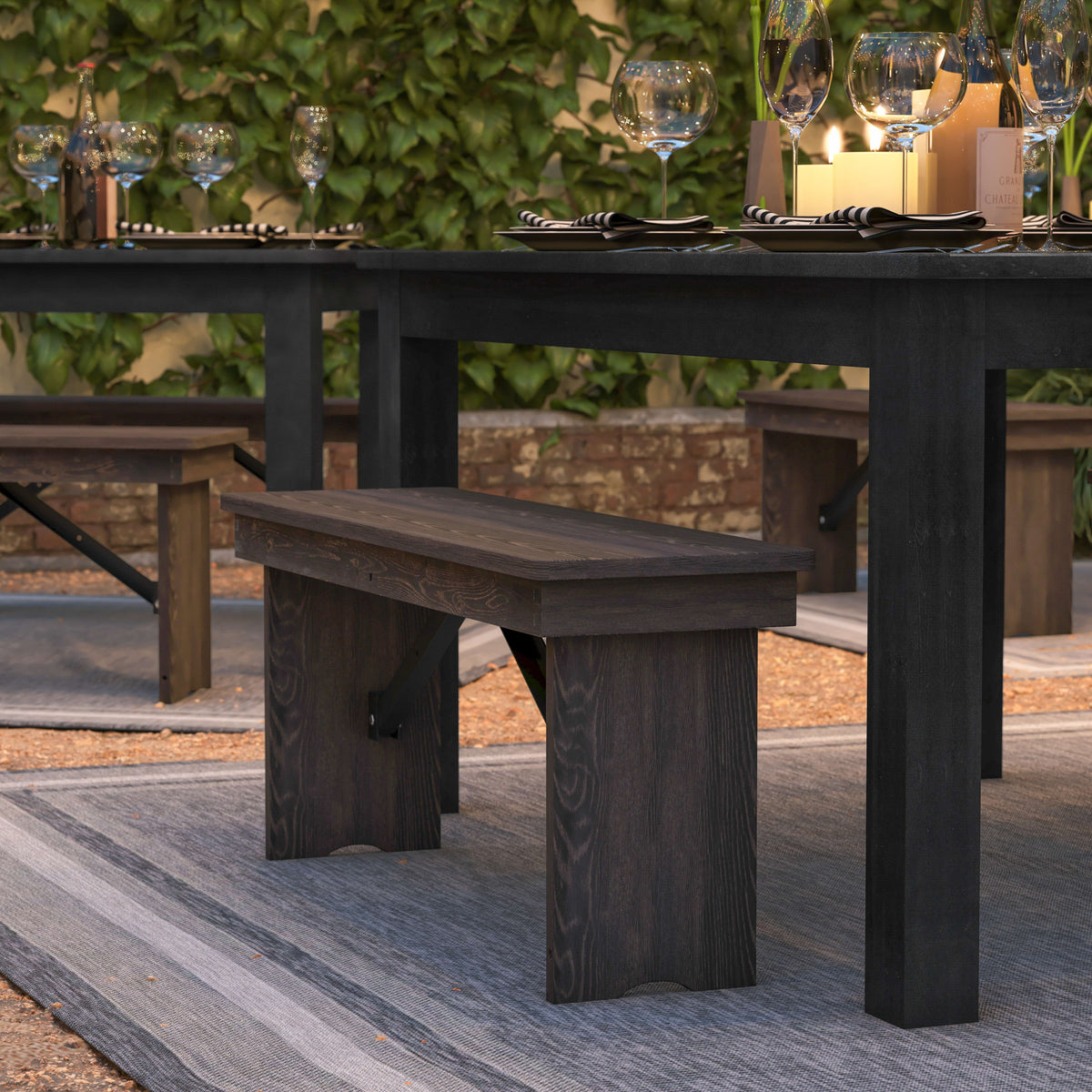 Flash Furniture XA-B-40X12-MG-GG 40" x 12" Mahogany Solid Pine Folding Farm Bench - View 7