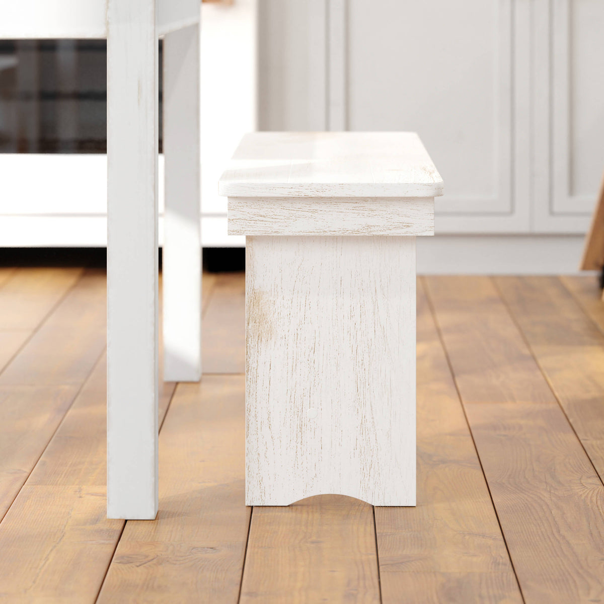 Flash Furniture XA-B-40X12-WH-GG 40" x 12" Antique Rustic White Solid Pine Folding Farm Bench - Portable Bench - View 7