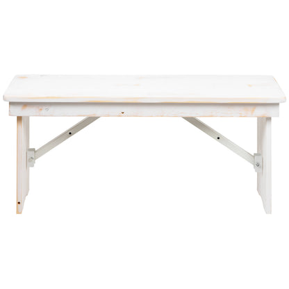 Flash Furniture XA-B-40X12-WH-GG 40" x 12" Antique Rustic White Solid Pine Folding Farm Bench - Portable Bench - View 10