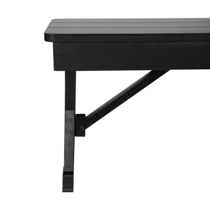 Flash Furniture XA-B-40X12-XLEGS-BW-GG 40" x 12" Antique Solid Pine Farmhouse Folding Bench in Black Wash - View 11