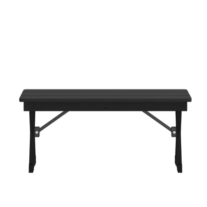 Flash Furniture XA-B-40X12-XLEGS-BW-GG 40" x 12" Antique Solid Pine Farmhouse Folding Bench in Black Wash - View 13