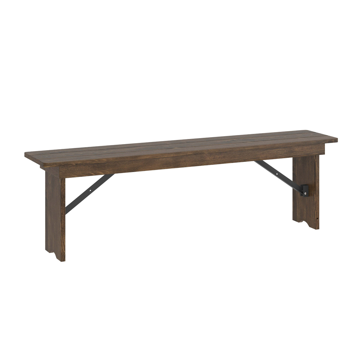 Flash Furniture XA-B-60X12-GG 60" x 12" Antique Solid Pine Farmhouse Folding Bench in Antique Rustic - Main view