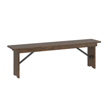 Flash Furniture XA-B-60X12-GG 60" x 12" Antique Solid Pine Farmhouse Folding Bench in Antique Rustic - Main view