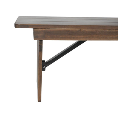 Flash Furniture XA-B-60X12-GG 60" x 12" Antique Solid Pine Farmhouse Folding Bench in Antique Rustic - View 11