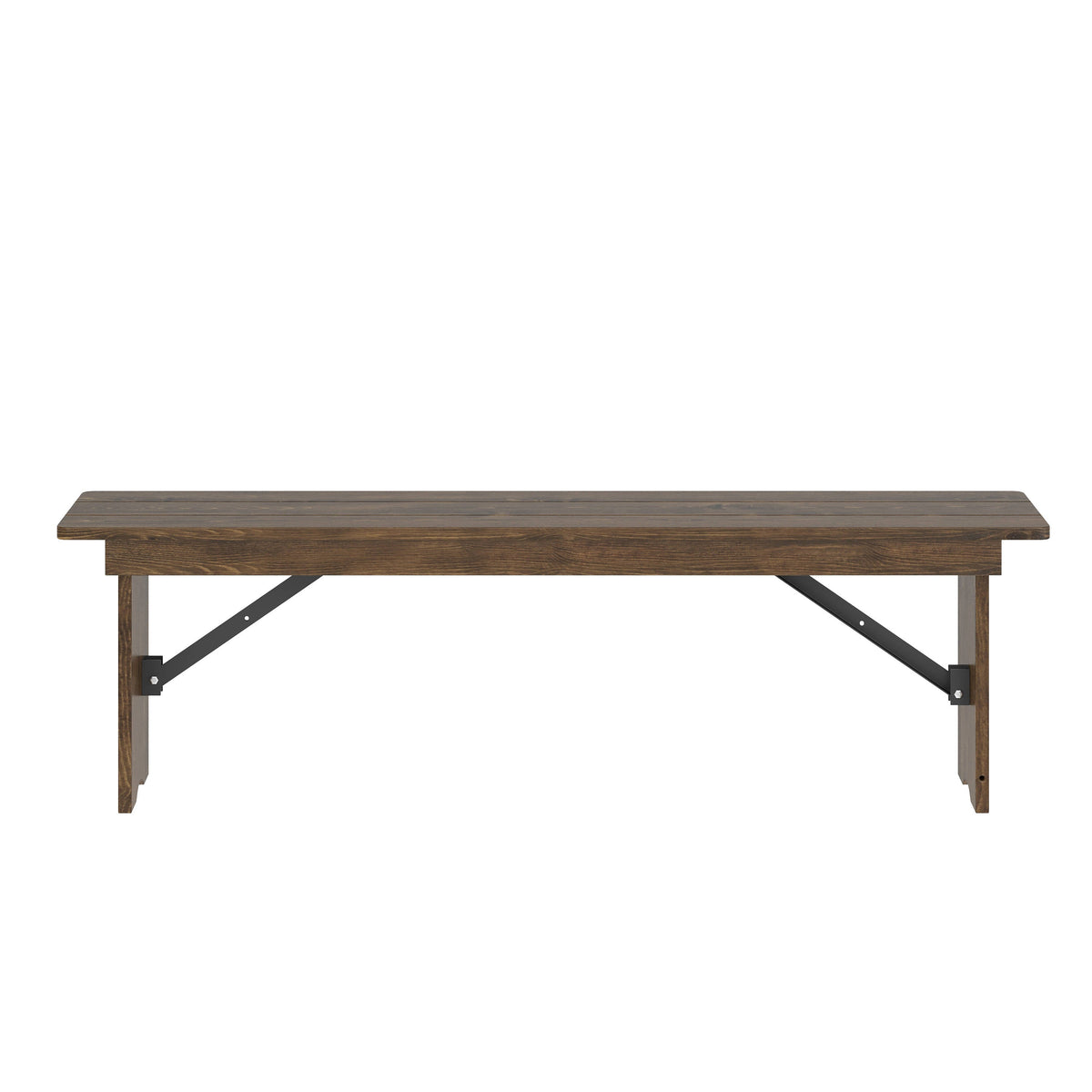 Flash Furniture XA-B-60X12-GG 60" x 12" Antique Solid Pine Farmhouse Folding Bench in Antique Rustic - View 13