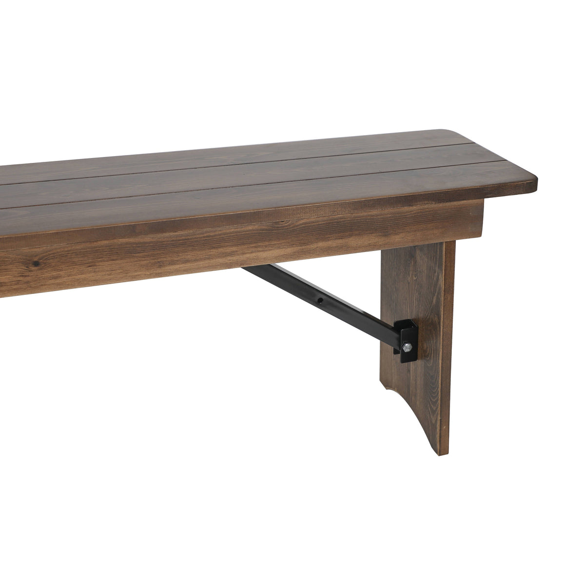 Flash Furniture XA-B-60X12-GG 60" x 12" Antique Solid Pine Farmhouse Folding Bench in Antique Rustic - View 15