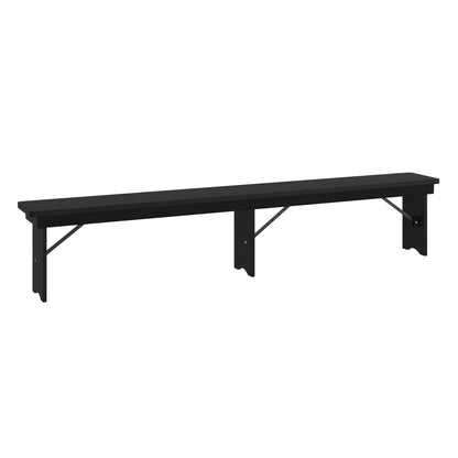 Flash Furniture XA-B-96X12-L-BW-GG 8' x 12" Antique Solid Pine Farmhouse Folding Bench in Black Wash - Main view