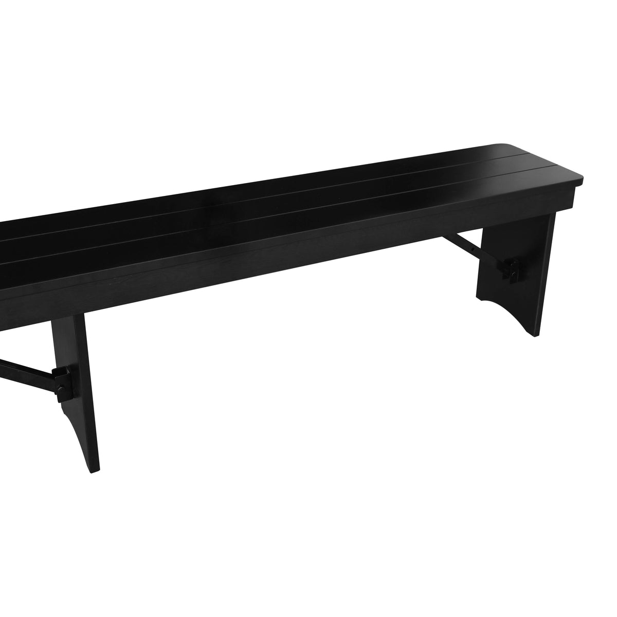 Flash Furniture XA-B-96X12-L-BW-GG 8' x 12" Antique Solid Pine Farmhouse Folding Bench in Black Wash - View 15