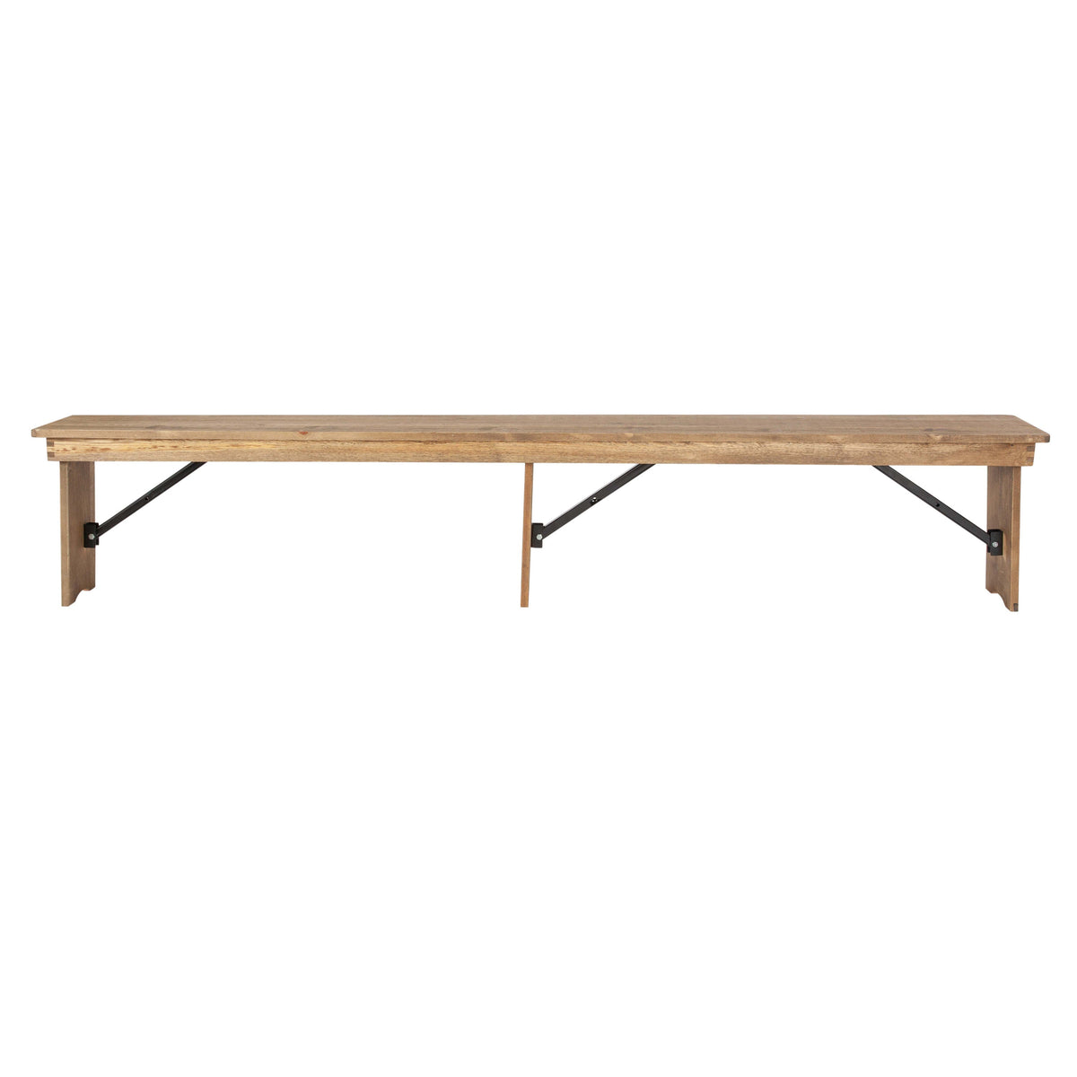 Flash Furniture XA-B-96X12-L-GG 8' x 12" Antique Rustic Solid Pine Folding Farm Bench with 3 Legs - View 9