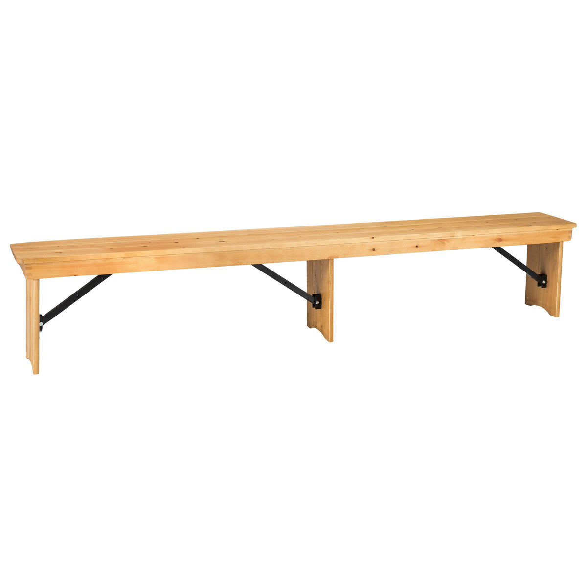 Flash Furniture XA-B-96X12-L-LN-GG 8' x 12" Solid Pine Folding Farm Bench with 3 Legs-Antique Rustic Light Natural - Main view