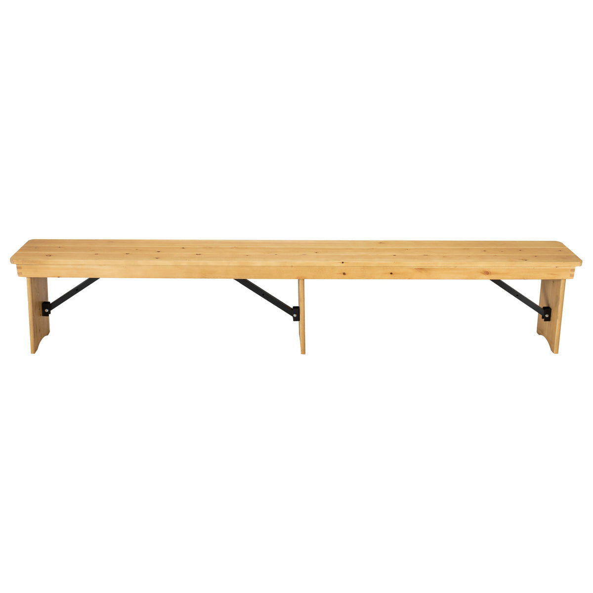 Flash Furniture XA-B-96X12-L-LN-GG 8' x 12" Solid Pine Folding Farm Bench with 3 Legs-Antique Rustic Light Natural - View 9