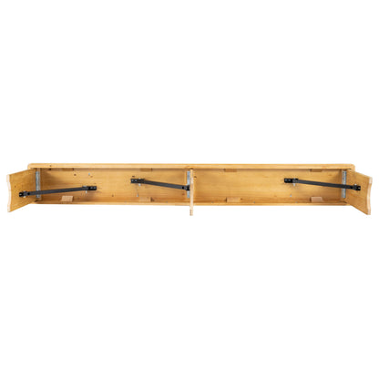 Flash Furniture XA-B-96X12-L-LN-GG 8' x 12" Solid Pine Folding Farm Bench with 3 Legs-Antique Rustic Light Natural - View 10