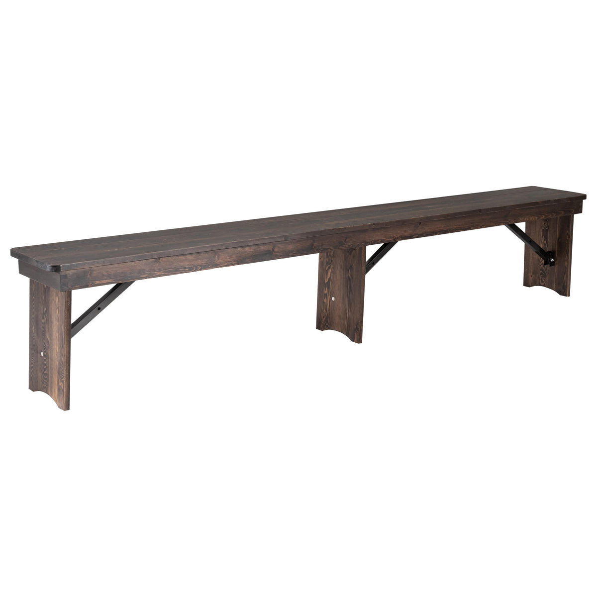 Flash Furniture XA-B-96X12-L-MG-GG 8' x 12" Solid Pine Folding Farm Bench with 3 Legs in Antique Rustic Mahogany - Main view