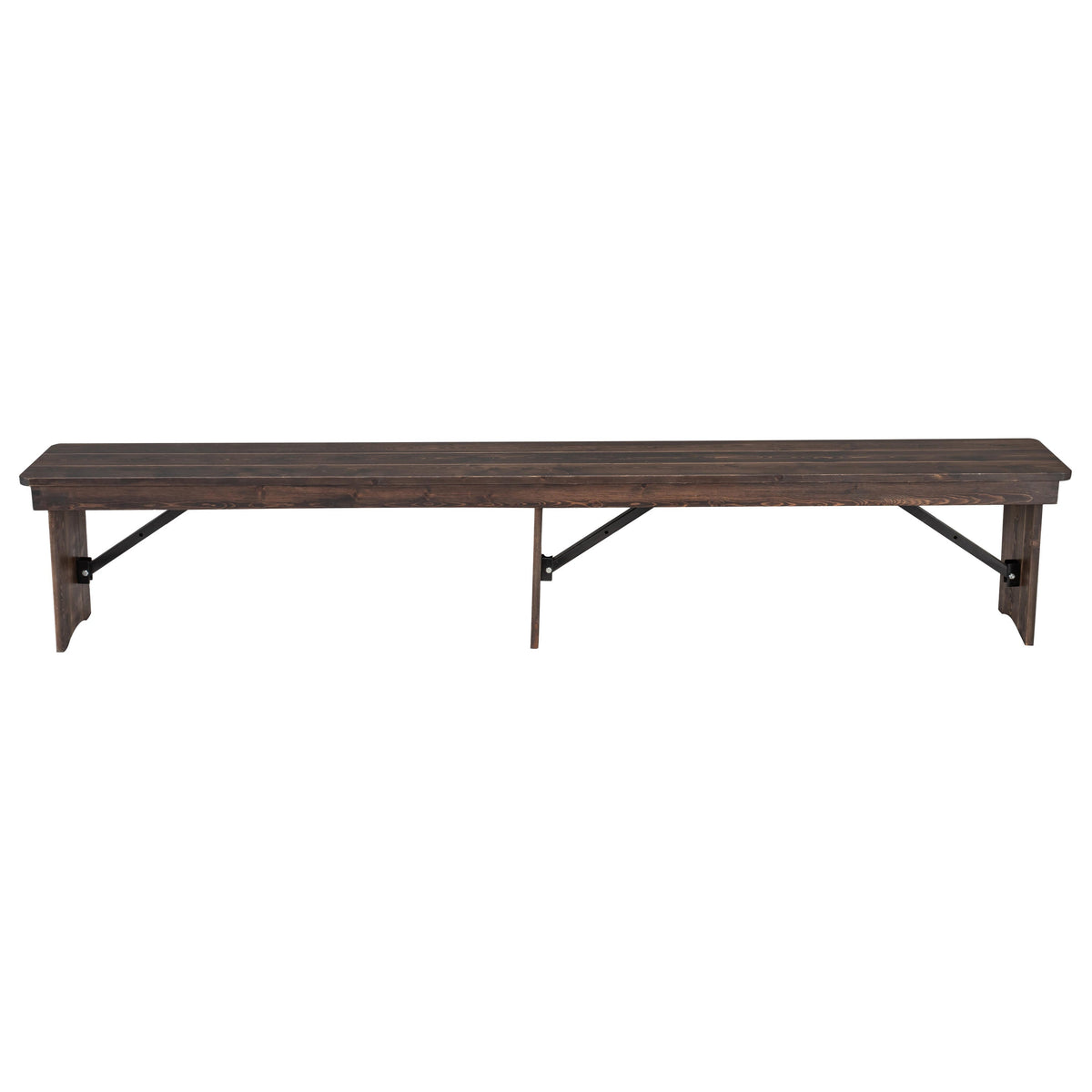 Flash Furniture XA-B-96X12-L-MG-GG 8' x 12" Solid Pine Folding Farm Bench with 3 Legs in Antique Rustic Mahogany - View 9