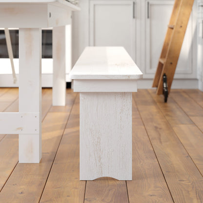 Flash Furniture XA-B-96X12-L-WH-GG 8' x 12" Antique Rustic White Solid Pine Folding Farm Bench - Portable Bench - View 7